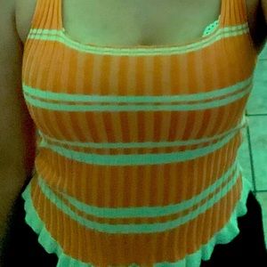 Yellow and white striped tank top
